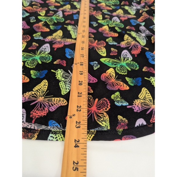 No Boundaries Black Butterfly Print Long Sleeve Ribbed Top Womens XXL Base Layer - Picture 7 of 8